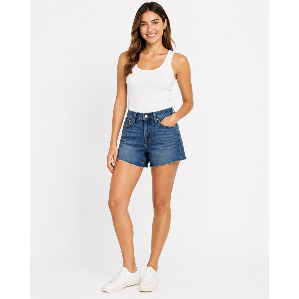 J. Crew Blue Juniper Wash Shorts High Rise Women's size 23" Outdoor Raw Hem